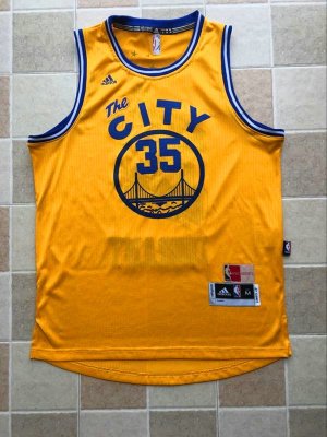 Maillot De Basket Golden State Warriors Kevin Durant 35 Brode AU Fabric City Jaune